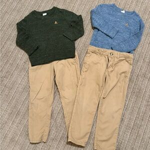 GAP kids sweaters with H&M khaki chino pants—four piece set, great for twins!